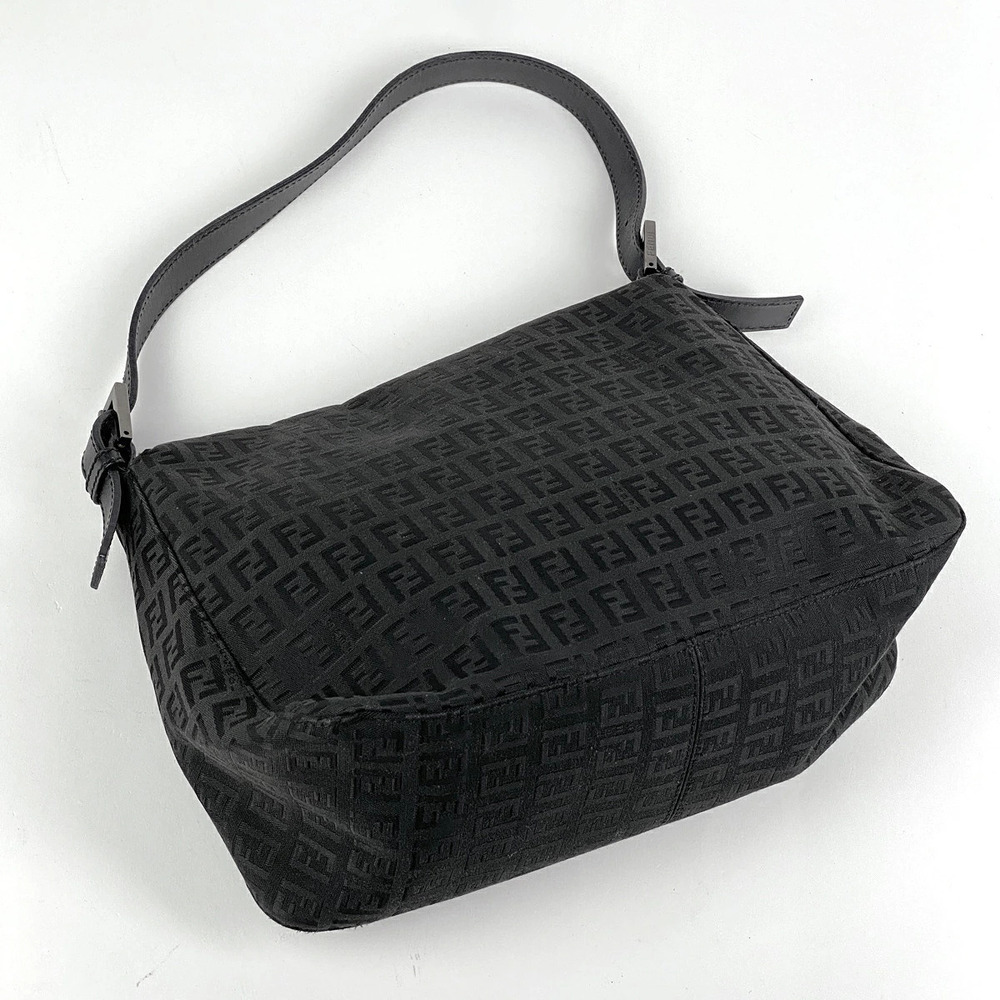 Fendi Hobo Bucket Canvas Black Mamma Bag Shoulder One Zucchino